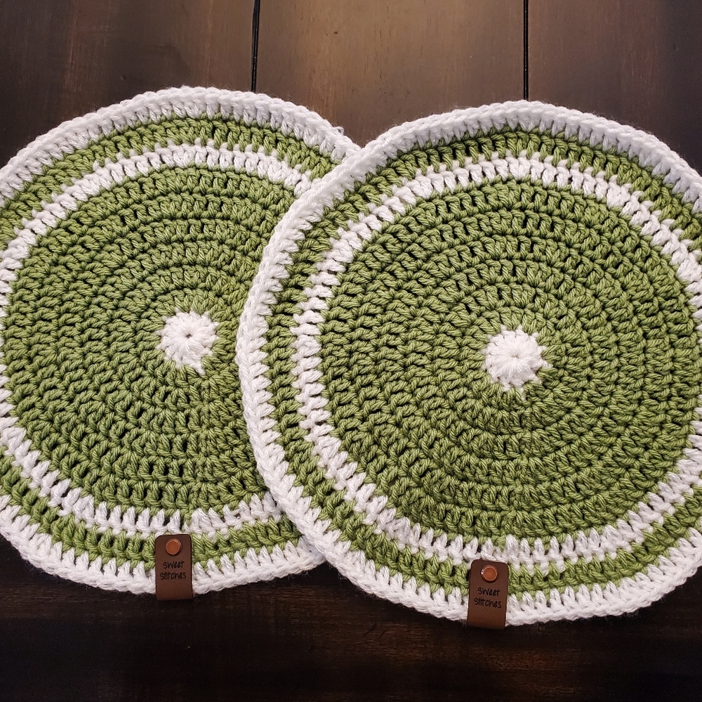 Hand-made Crochet Placemats, Set of 2